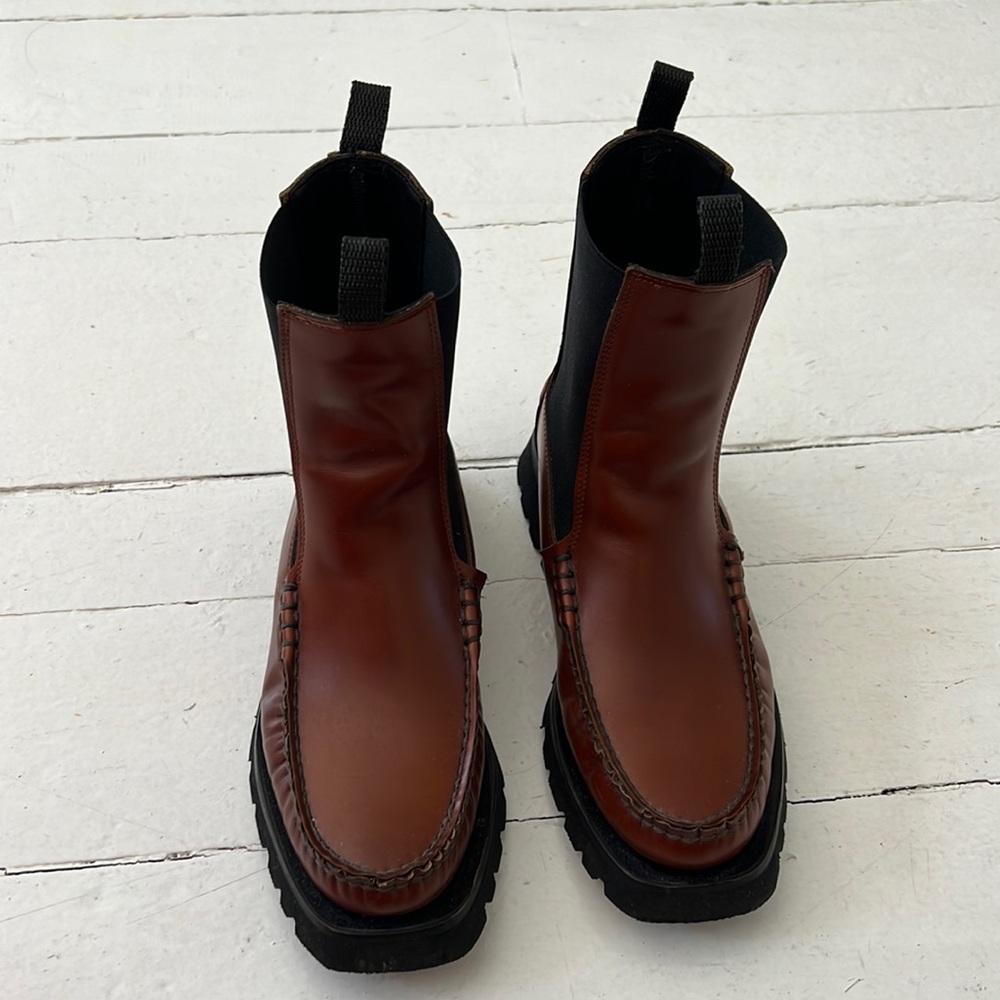 Brown and Black Chelsea Ankle Boots with Chunky Sole